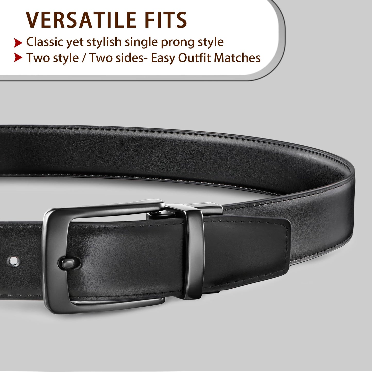 MILORDE Men’s Reversible Leather Golf Belt