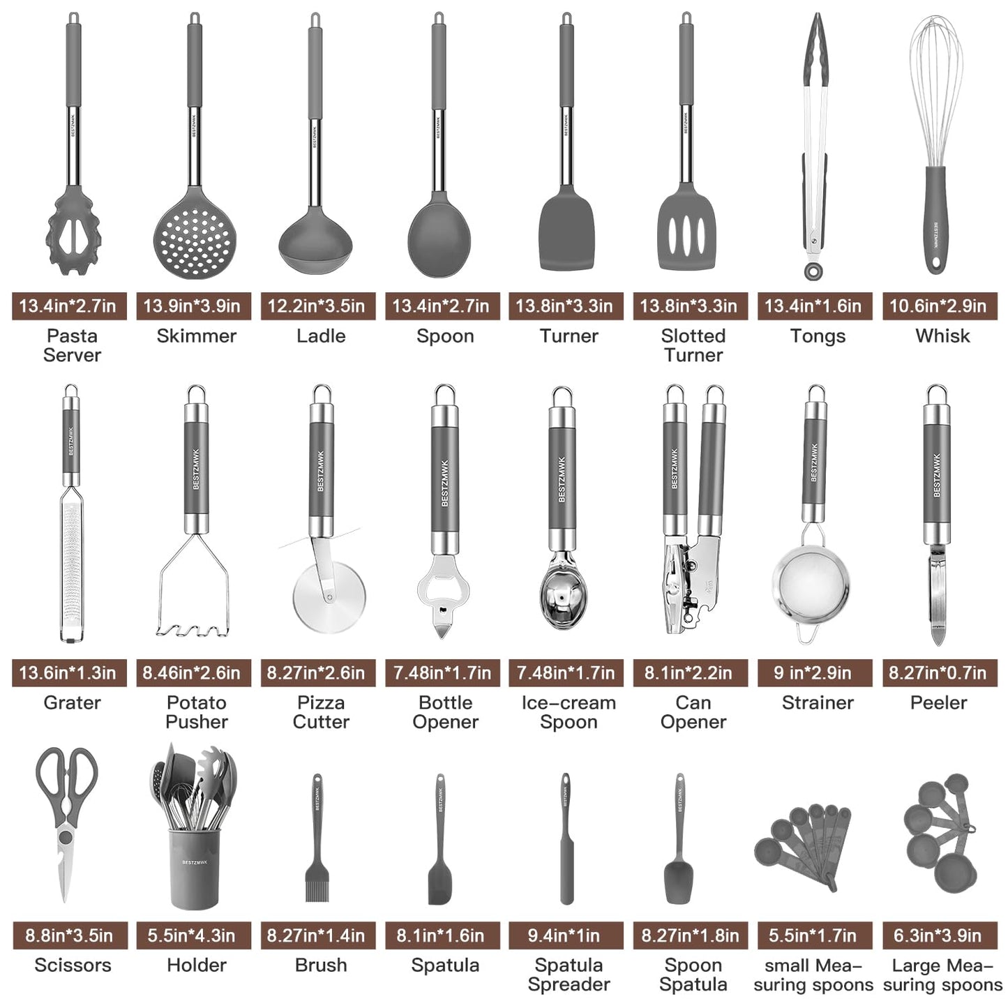 32pcs Non-Stick Silicone Kitchen Utensil Set