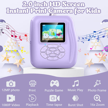 Kids Instant Print Camera with 32GB Card