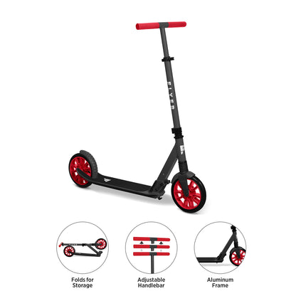 Flyer Kickstart Max, Kick Scooter, Adjustable Handlebars & Foldable, Red Scooter 8+ Years, and up to 220 lbs