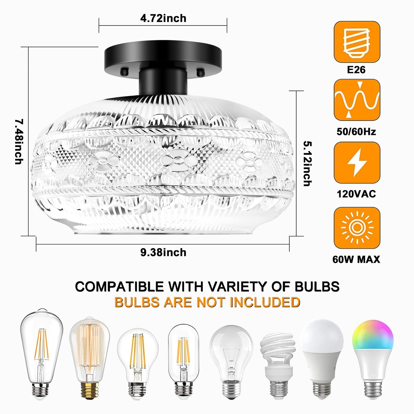 Vintage Flush Mount Ceiling Light Fixture for Home