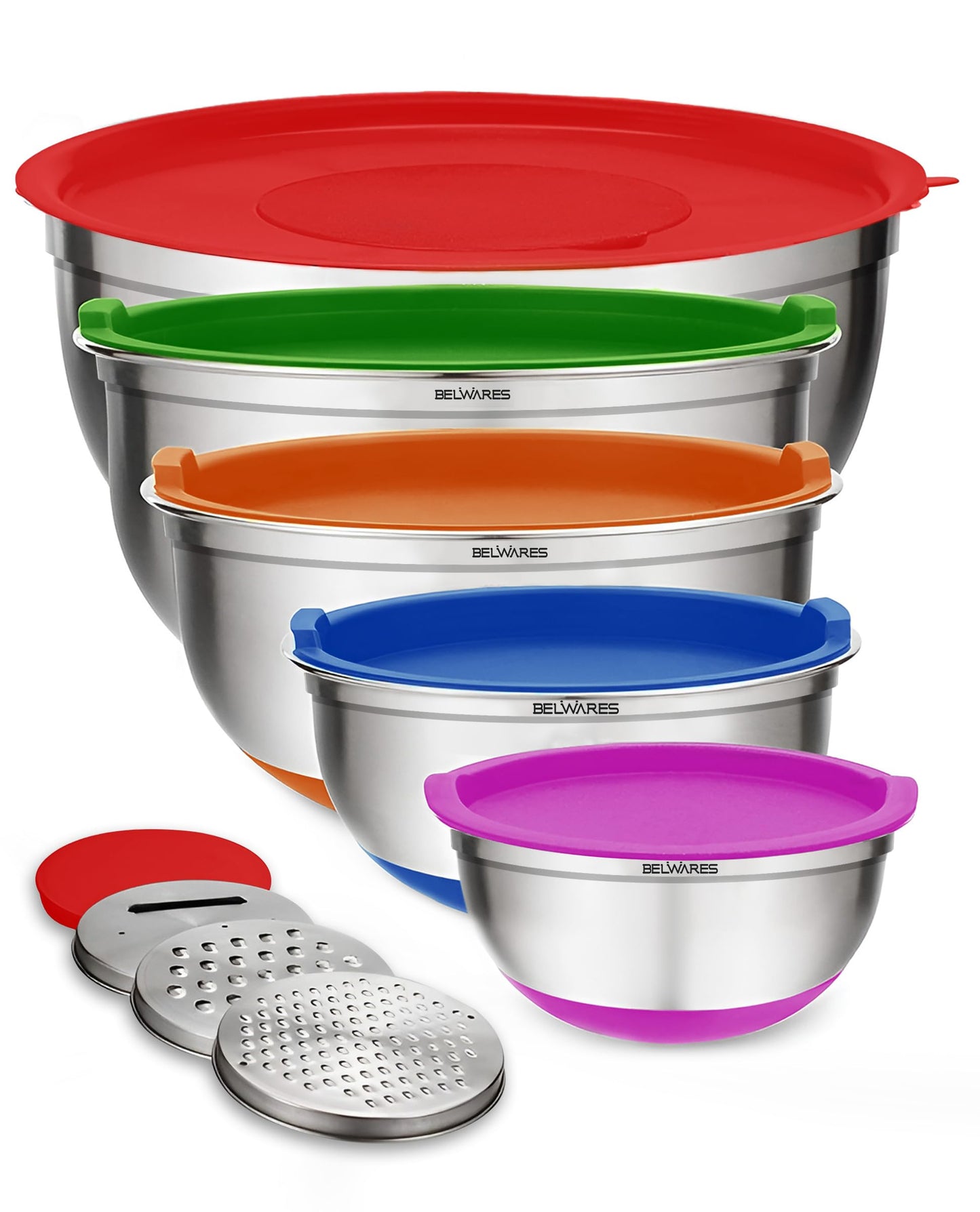 Set of 5 Stainless Steel Mixing Bowls Set with Lids