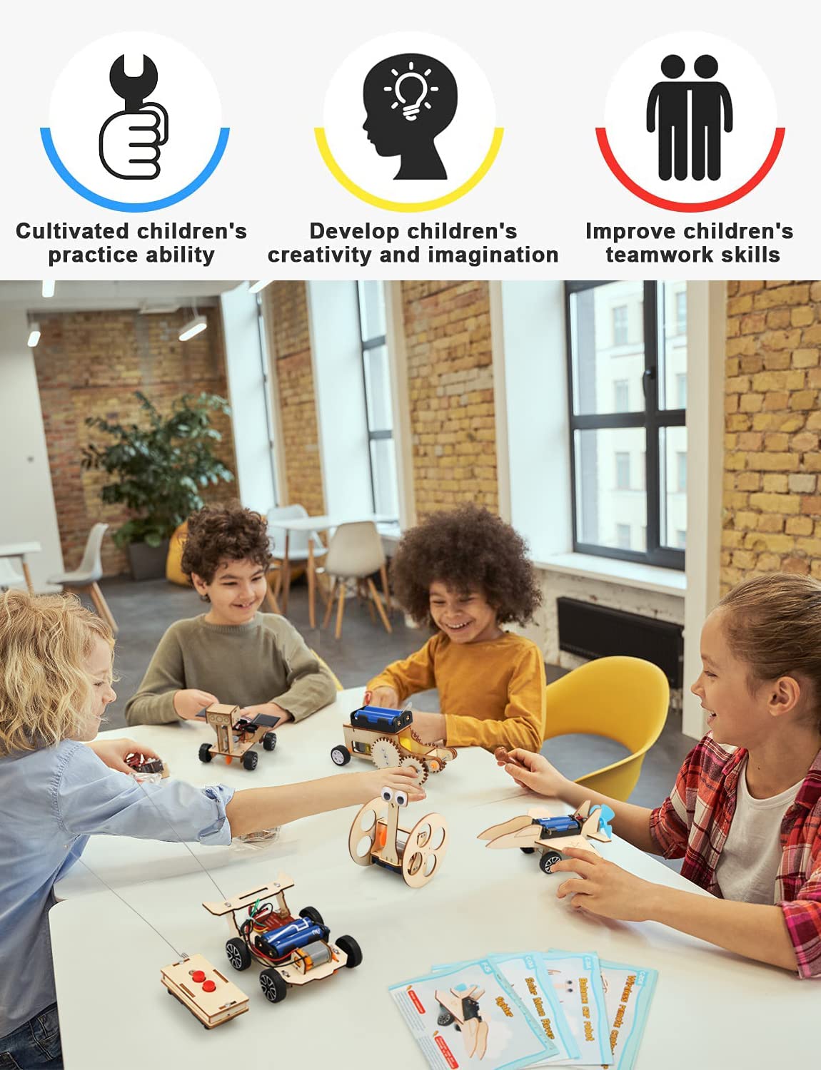 Poraxy 5-in-1 STEM Wooden Car Building Kit