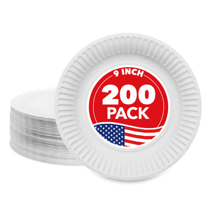 200 Count Disposable Paper Plates by Stock Your Home