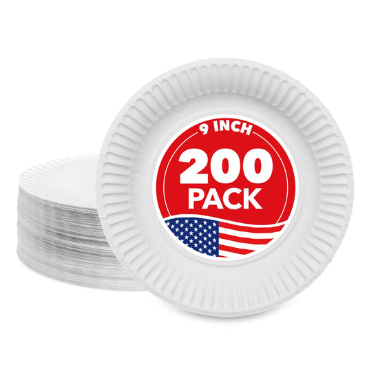 200 Count Disposable Paper Plates by Stock Your Home