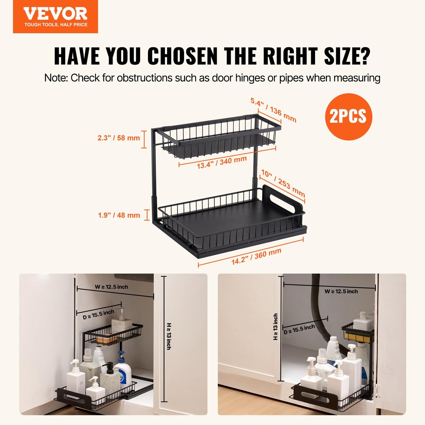 2 Tier Pull Out Cabinet Organizer by VEVOR