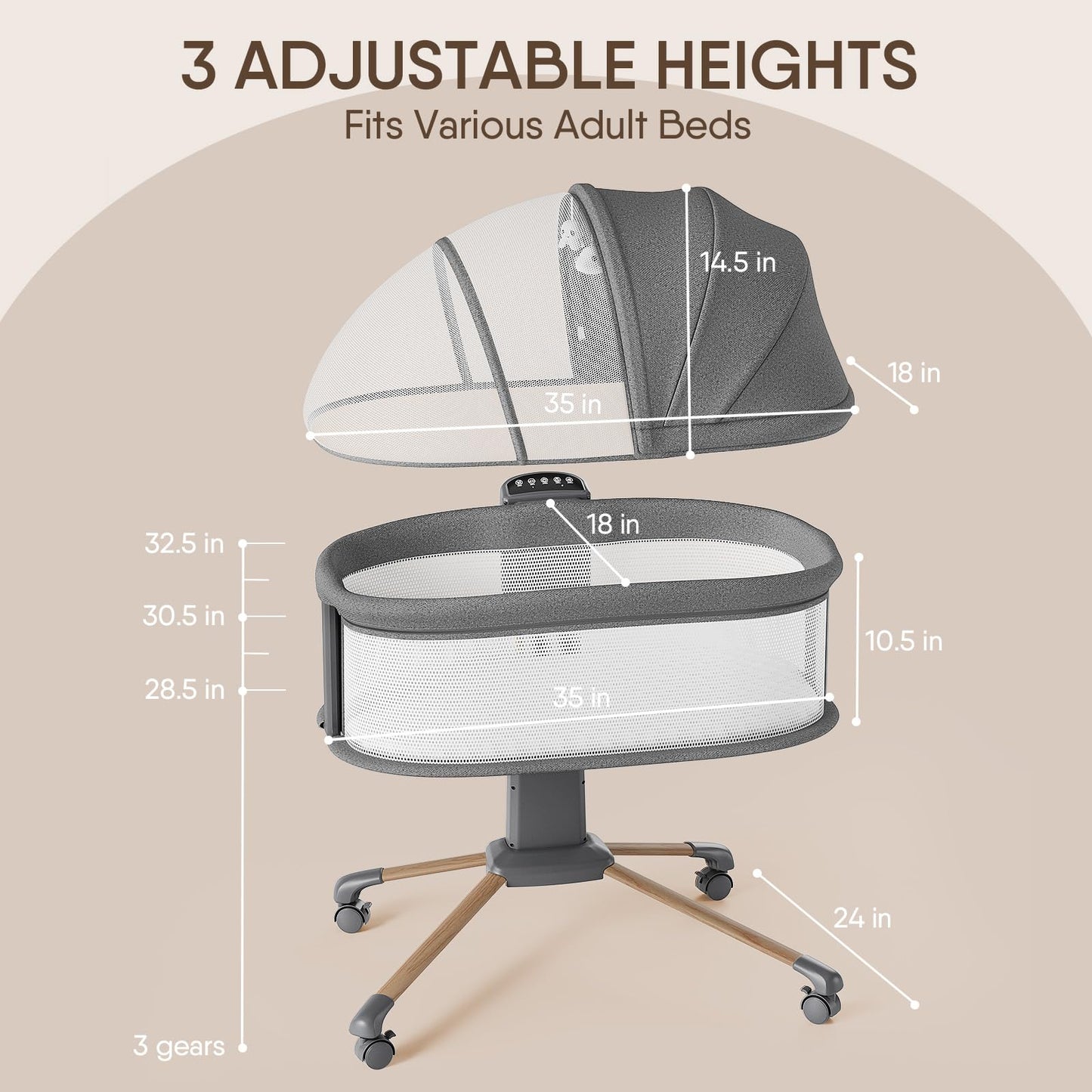 Electric Baby Bassinet with Rocking and Music