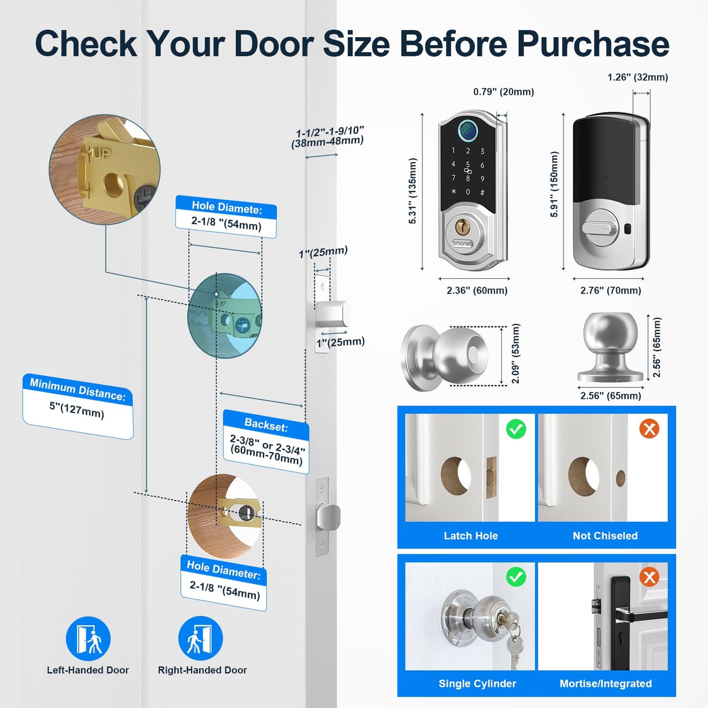 SMONET Keyless Entry Door Lock with Bluetooth