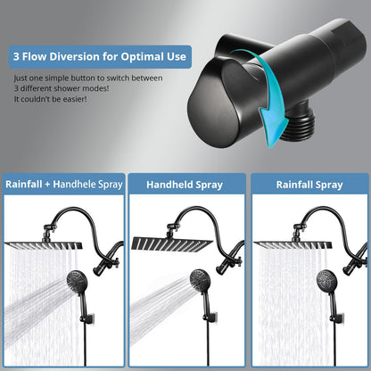 Rain Shower Head with Handheld Spray Combo