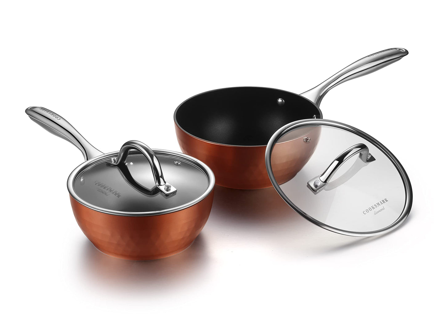 All in One Pan 10-Piece Non Toxic Cookware Set,Non Stick Pots and Pans with Diamond-Infused Coating, Includes Induction Safe Aluminium Kitchen Pans and Pots Set with Glass Lids