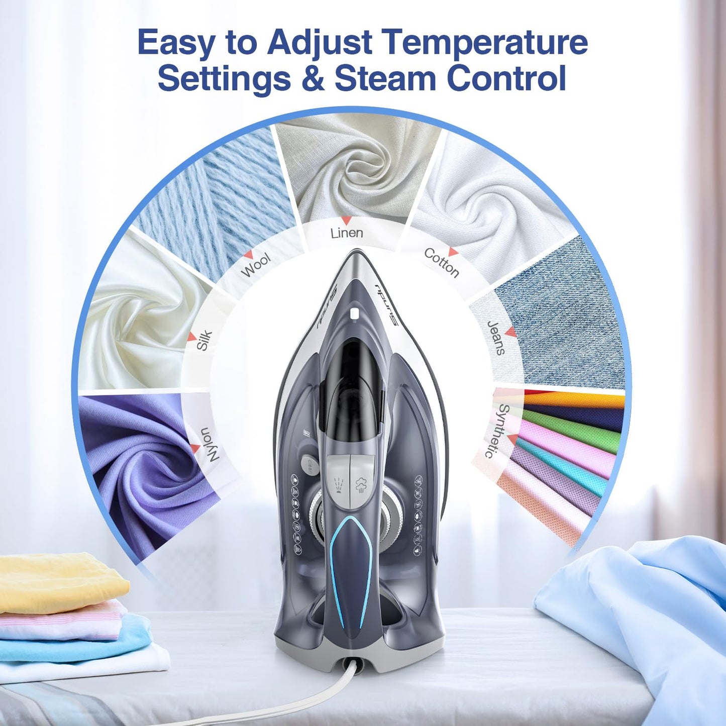 Sundu 1700W Steam Iron with Nonstick Soleplate
