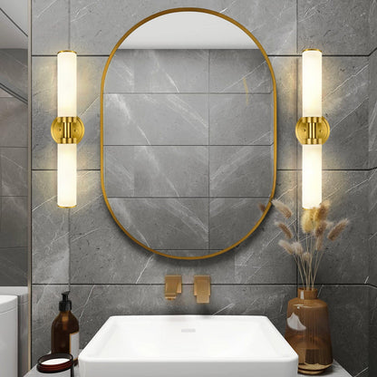 Mecuss Modern Vanity Lights for Bathroom: 21inch Wall Mounted Sconces Wall Lighting Fixtures, White Glass with Elegant Brushed Gold Brass Finish for Bedroom Over Mirror(Bulb Exclude)