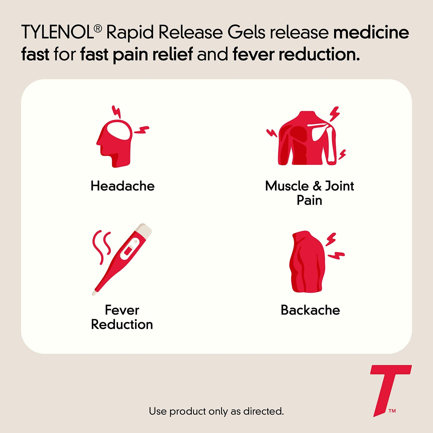 Tylenol Extra Strength Acetaminophen Rapid Release Gels for Pain & Fever Relief, 24 ct