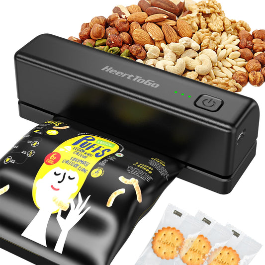 HEERTTOGO Heating Sealer, Mini Sealer Machine Rechargeable 3000mAh, Heating Quick Sealer for Food Bag, Chips and Snacks Bags Freshness, Portable item for Kitchen, Picnic, Gift for Family, Friends