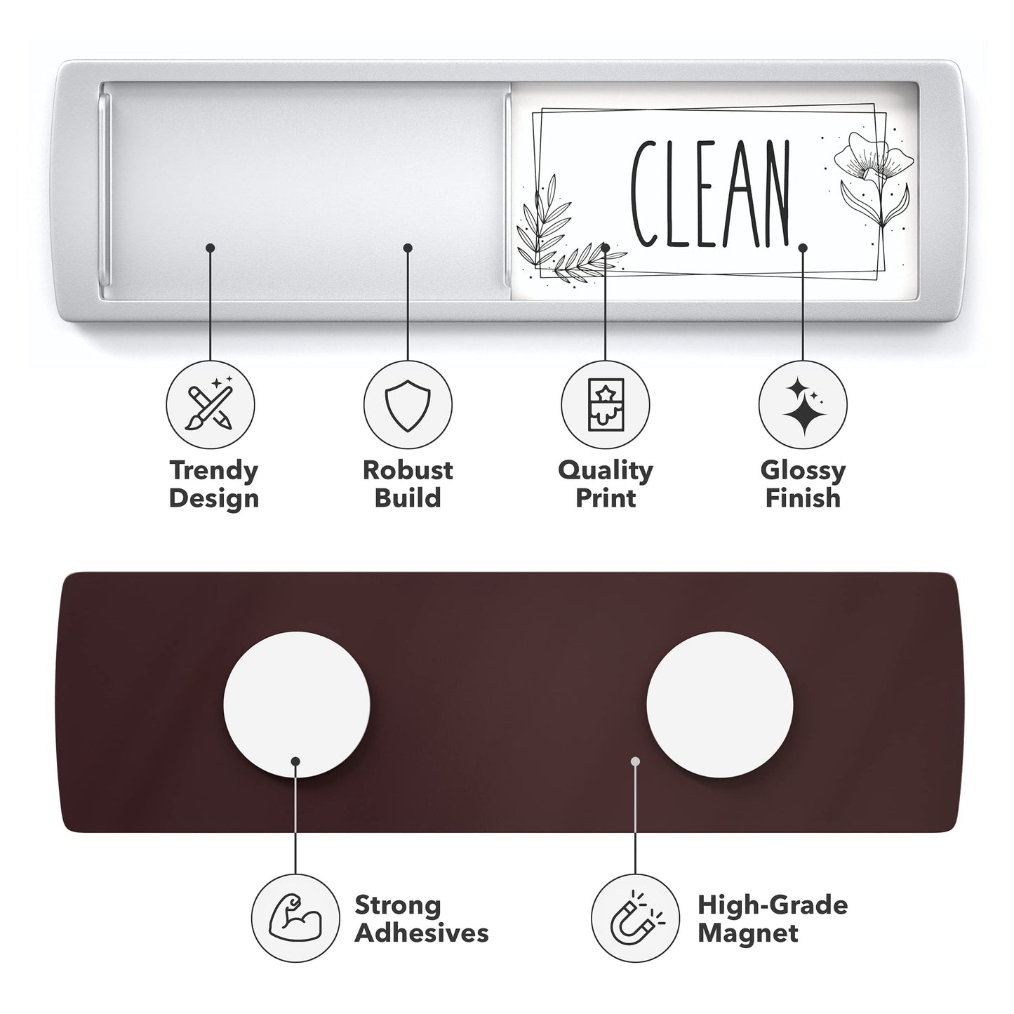 ASSURED SIGNS Stylish Clean Dirty Magnet Sign - 2 by 7 Inch - Ideal Clean Dirty Magnet for Dishwasher - Kitchen Organizer and Gadget - Nice Office, Home Farmhouse Decor - Dirty Clean Dishwasher Magnet