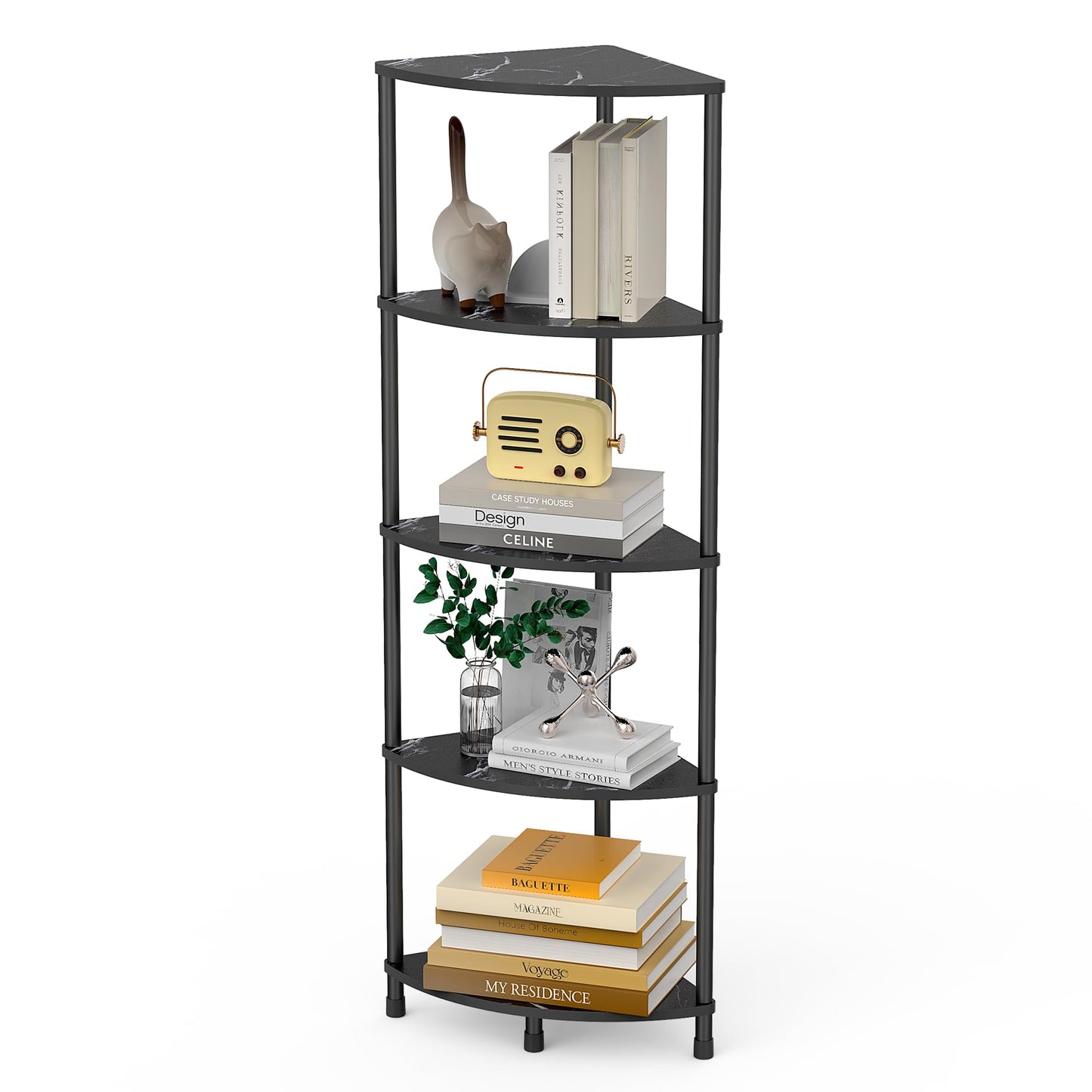 Greatseas 5-Tier Corner Shelf - Marble Black