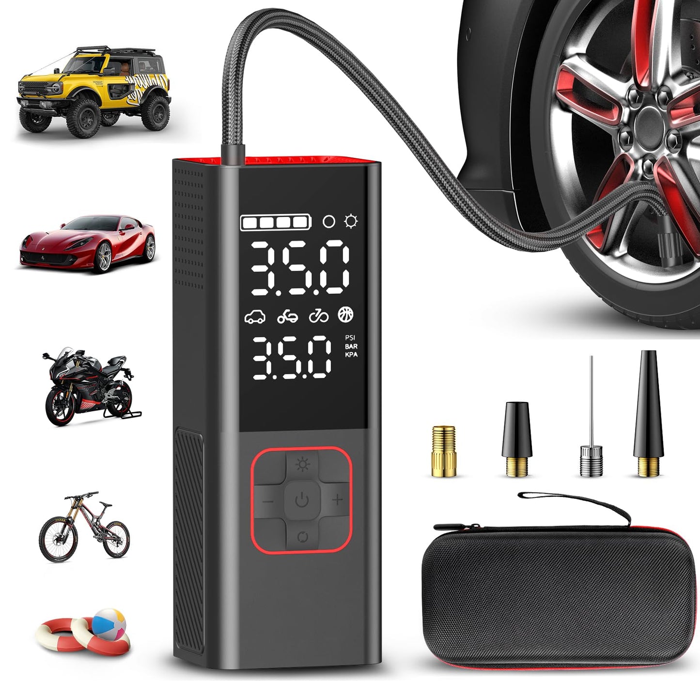 Tire Inflator Portable Air Compressor, 3X Faster Inflation, 160PSI Portable Air Pump for Car Tires with 20000mAh Battery, Suitable for Car, Motorcycle, Bike, Ball(Storage box)