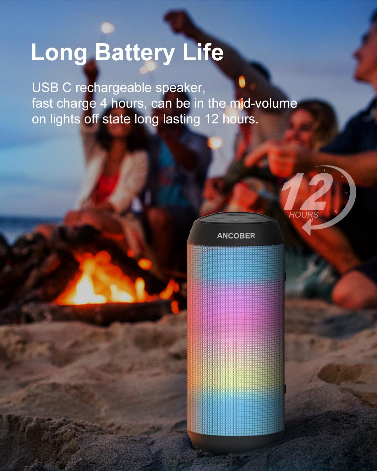 Portable Bluetooth Speaker with HD Stereo Sound