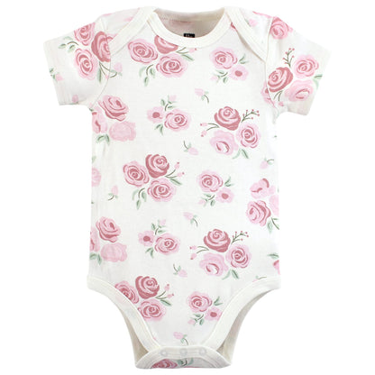 Hudson Baby Unisex Baby Cotton Bodysuits, Mom Dad Floral, 9-12 Months