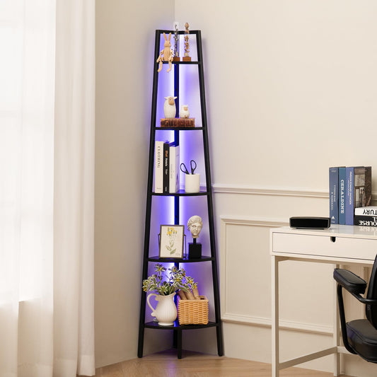 5-Tier Corner Shelf Stand with LED Lights