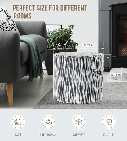 Round Stuffed Pouf Ottoman for Living Room