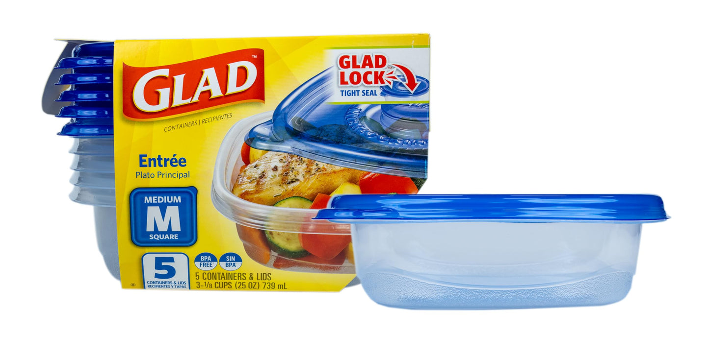 Glad 5-Pack Food Storage Containers, 25 Ounces