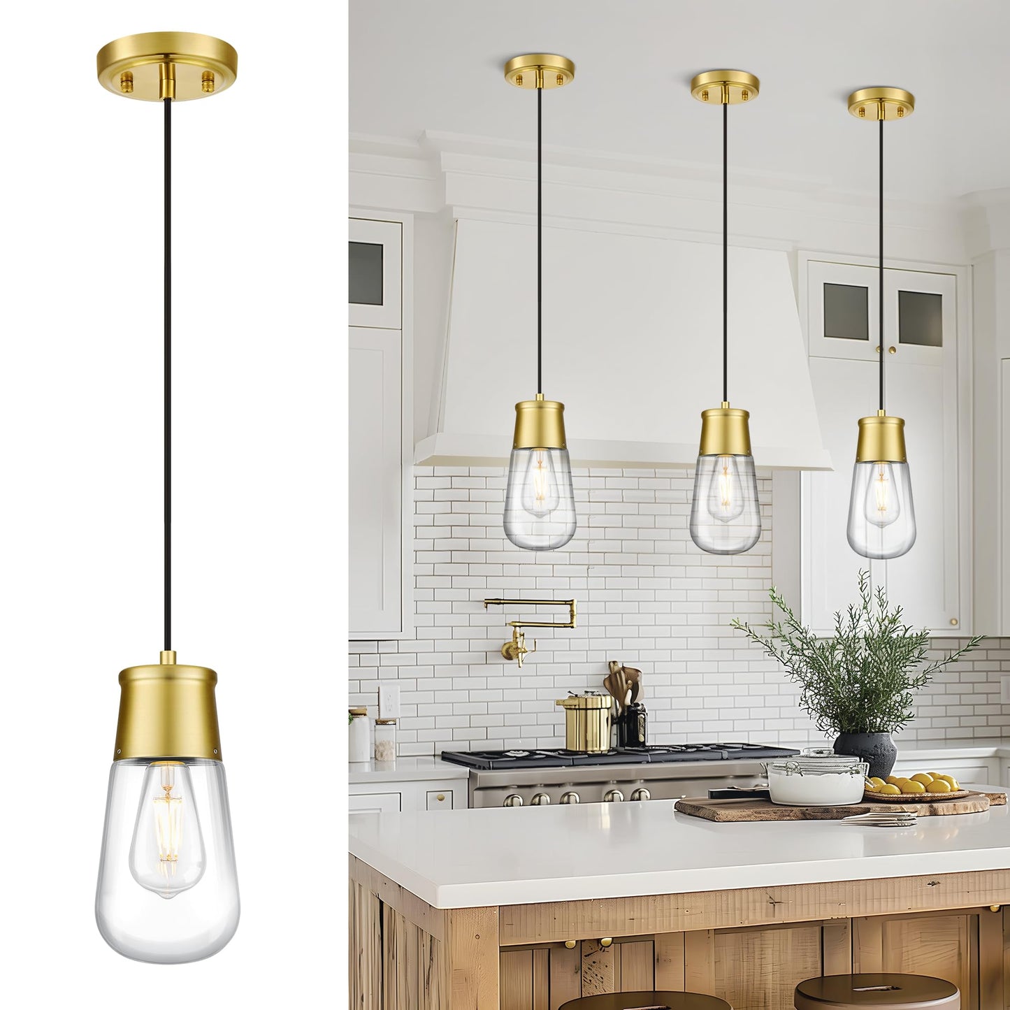 Gold Pendant Light Fixture for Kitchen Island