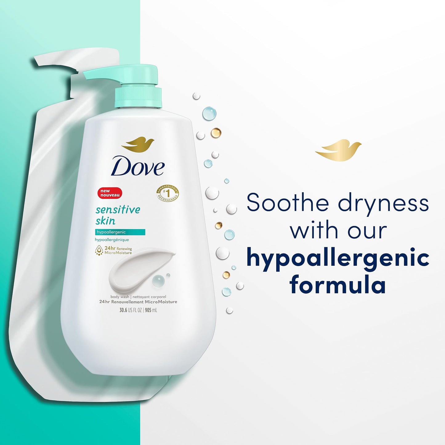 Dove Sensitive Skin Moisturizing Body Wash 30.6 oz