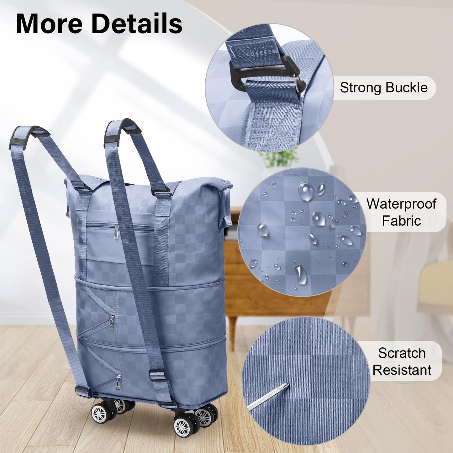Expandable Rolling Duffel Bag with Wheels