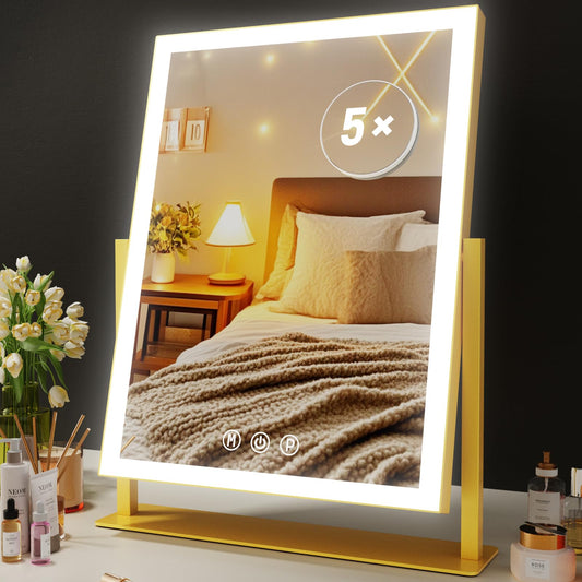 Large LED Makeup Mirror with Lights and Magnification