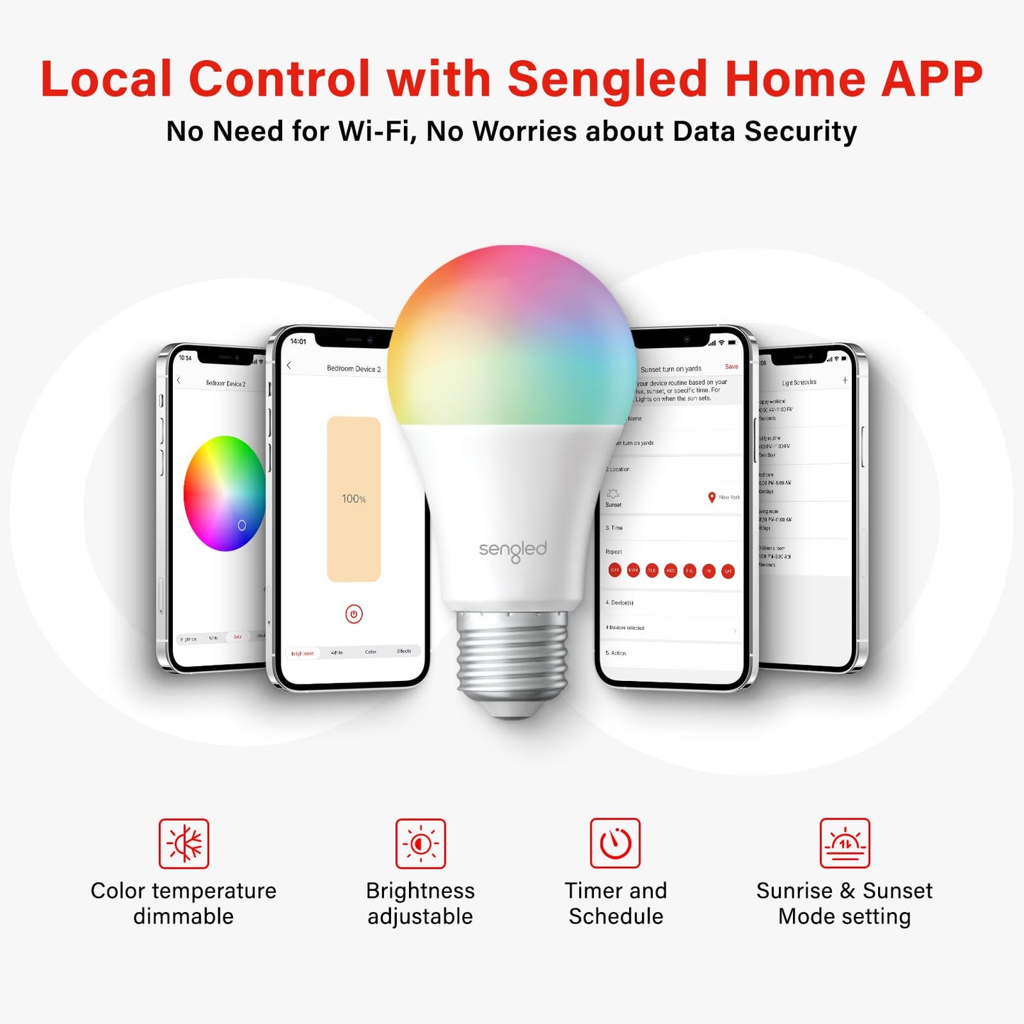4 Pack Sengled Smart Light Bulbs with App Control