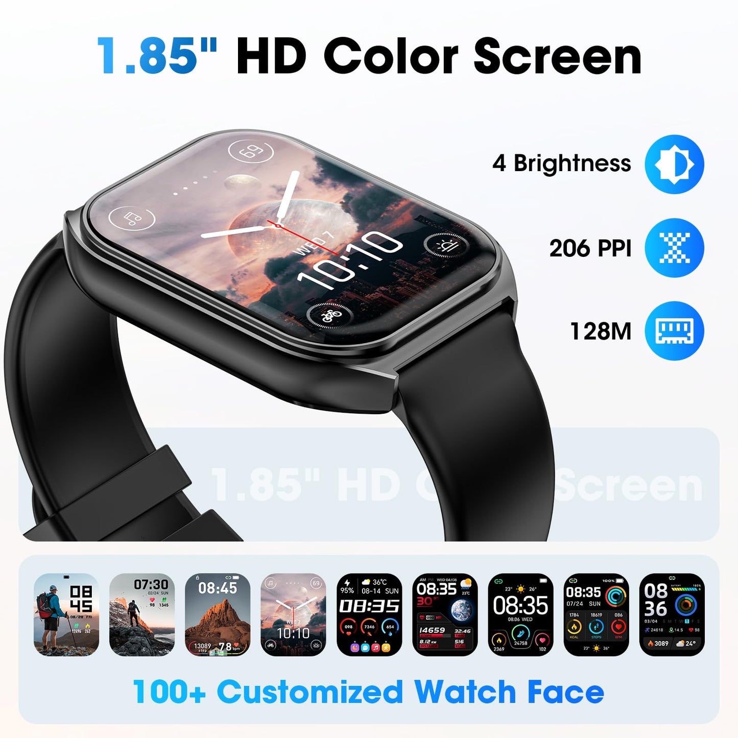 Smart Watch with Call, Fitness Tracker, 100+ Modes