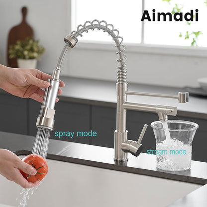 AIMADI Brushed Nickel Kitchen Faucet with Sprayer