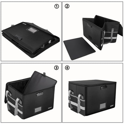 ENGPOW File Box with Lock,Fireproof Box File Storage Organizer Anti-Static Box,Collapsible Fireproof Document Box Filing Box with Handle,Portable Home Office Safe for Hanging Letter/Legal Folder