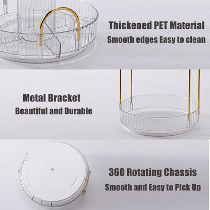 360 Rotating Makeup Organizer for Vanity, Menoeceus Spinning Bathroom Countertop Organizer Cosmetic Display Cases Makeup Tray for Skincare Organizers with Lipstick Organizer (2 Tiers Transparent)
