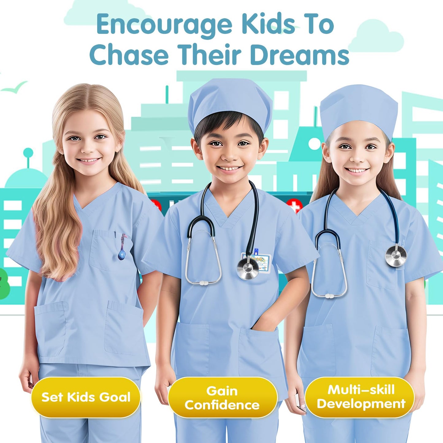 Kids Doctor Costume Scrubs with Accessories