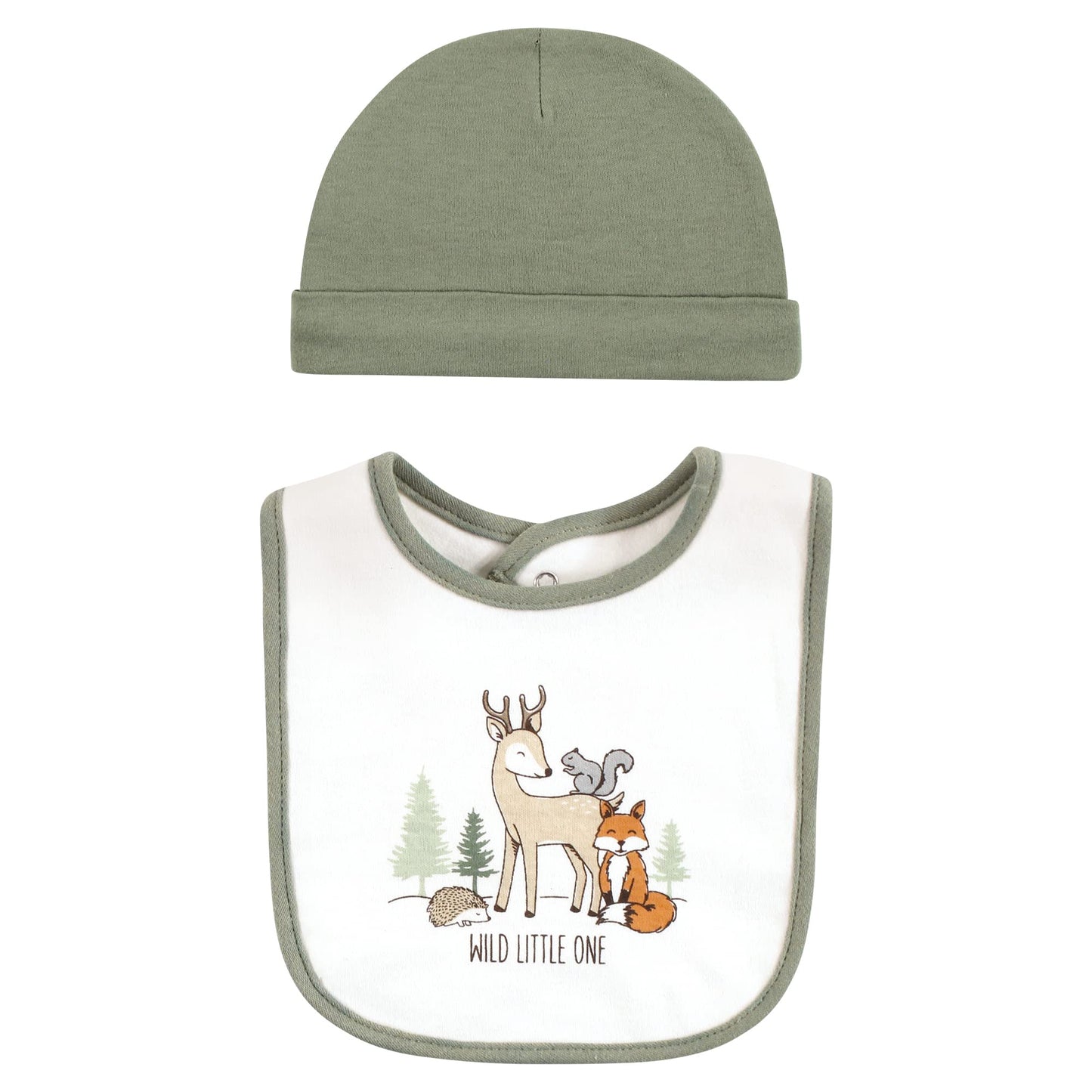 Hudson Baby Forest Animals Bib and Caps Set