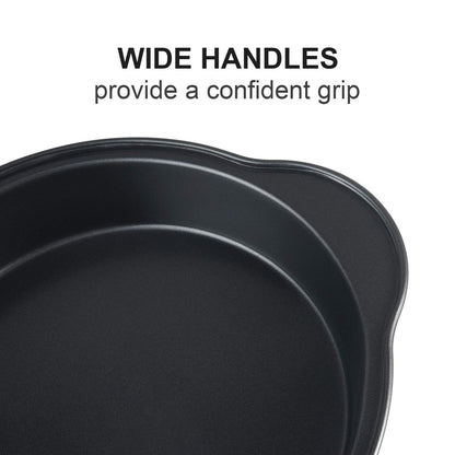 S·KITCHN Bakeware Set with Grips Nonstick Baking Set Including Loaf Pan Pie Pan Roasting Pan Cookie Sheet and Brownie Pan - 5 Piece