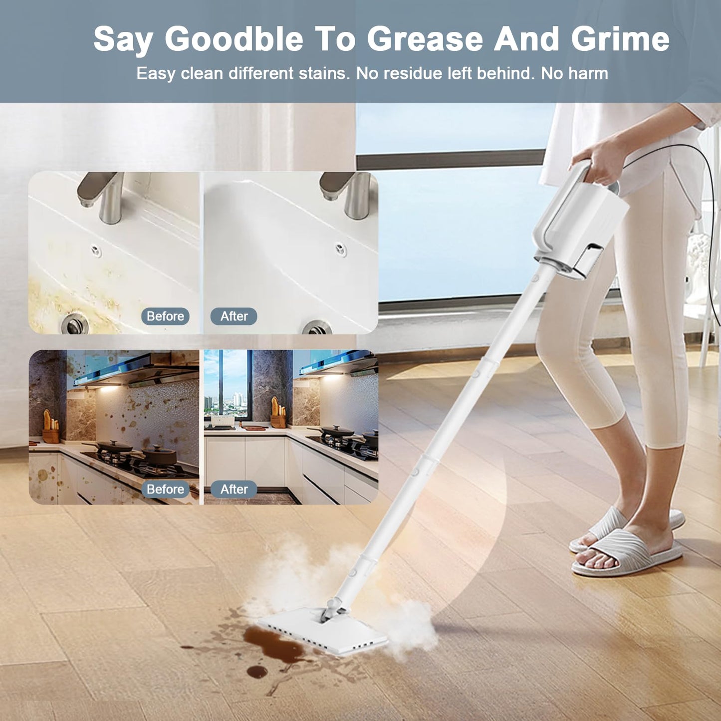 ACHTFACH 6-in-1 Steam Mop Cleaner with Detachable Pads