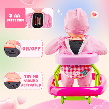 Baby Walker Doll Set with Accessories for Toddlers