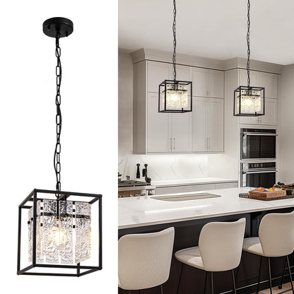Modern Black Glass Pendant Light for Dining Room