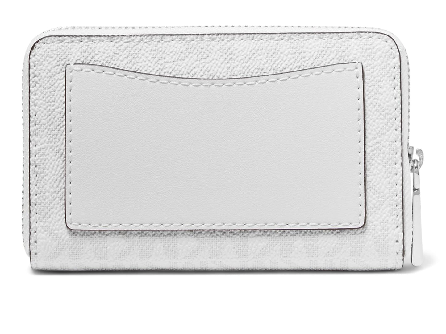 Michael Kors Women's Jet Set Small Zip Around Card Case, Optic White/Aluminum