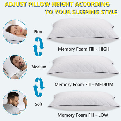 AS AWESLING Soft Pillows for Sleeping - Shredded Memory Foam Bed Pillows Set of 2 for Side Back Stomach Sleepers (Standard(20 * 26 inches))