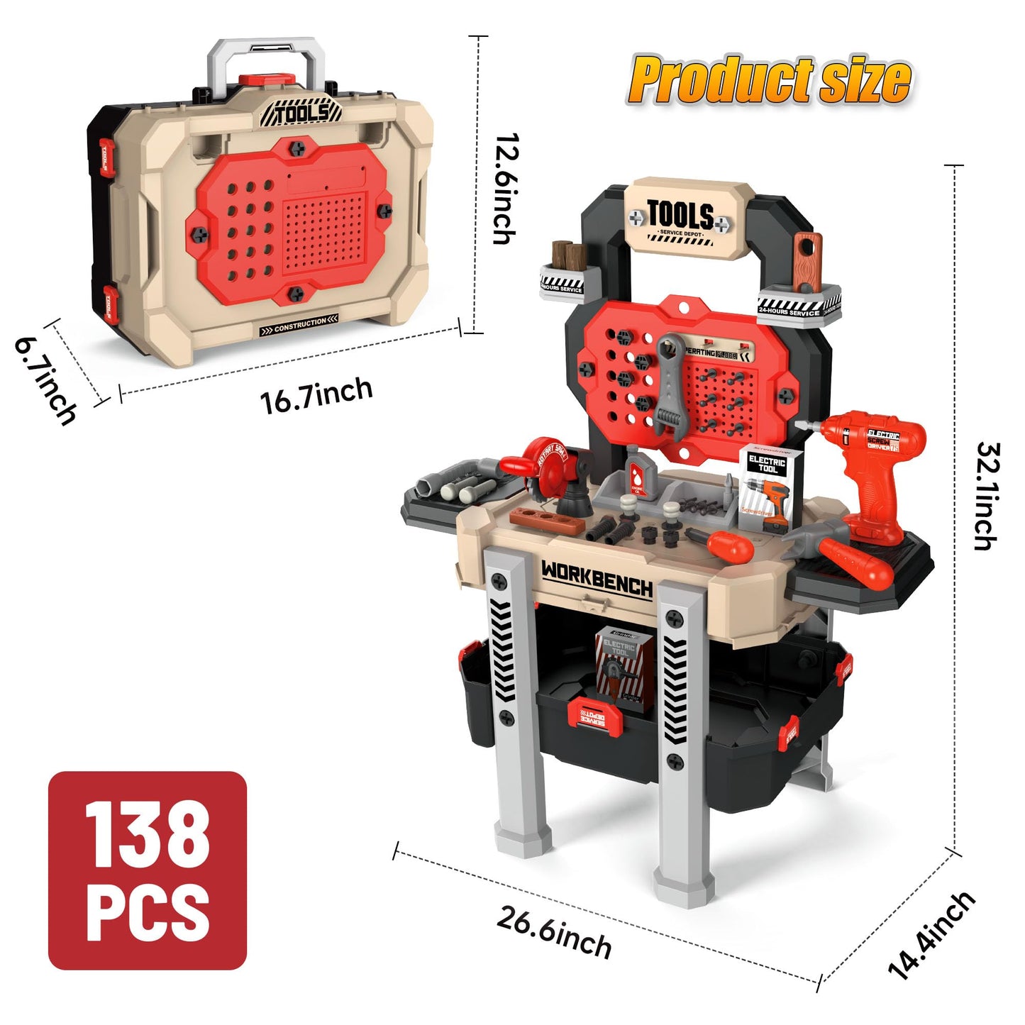 Kids Tool Bench with 138 Realistic Tools