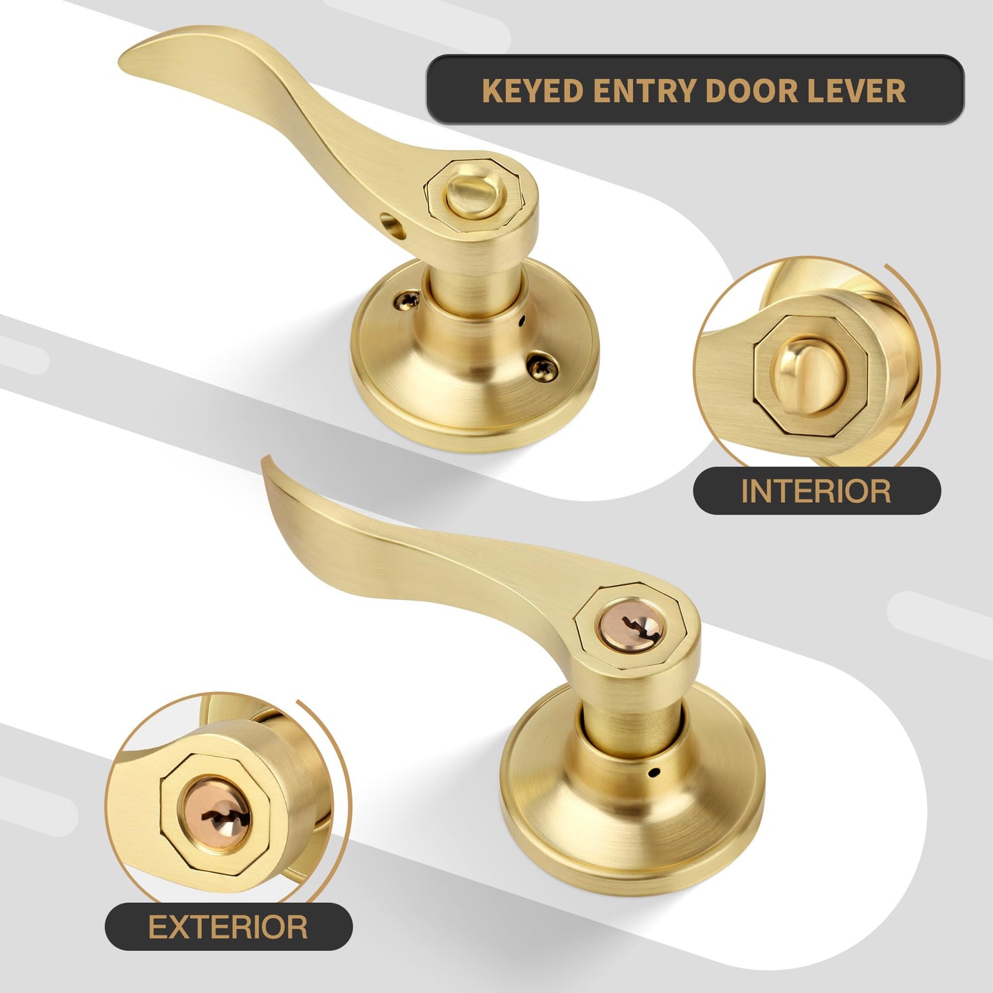 Brushed Gold Wave Door Lever Handles 10 Pack