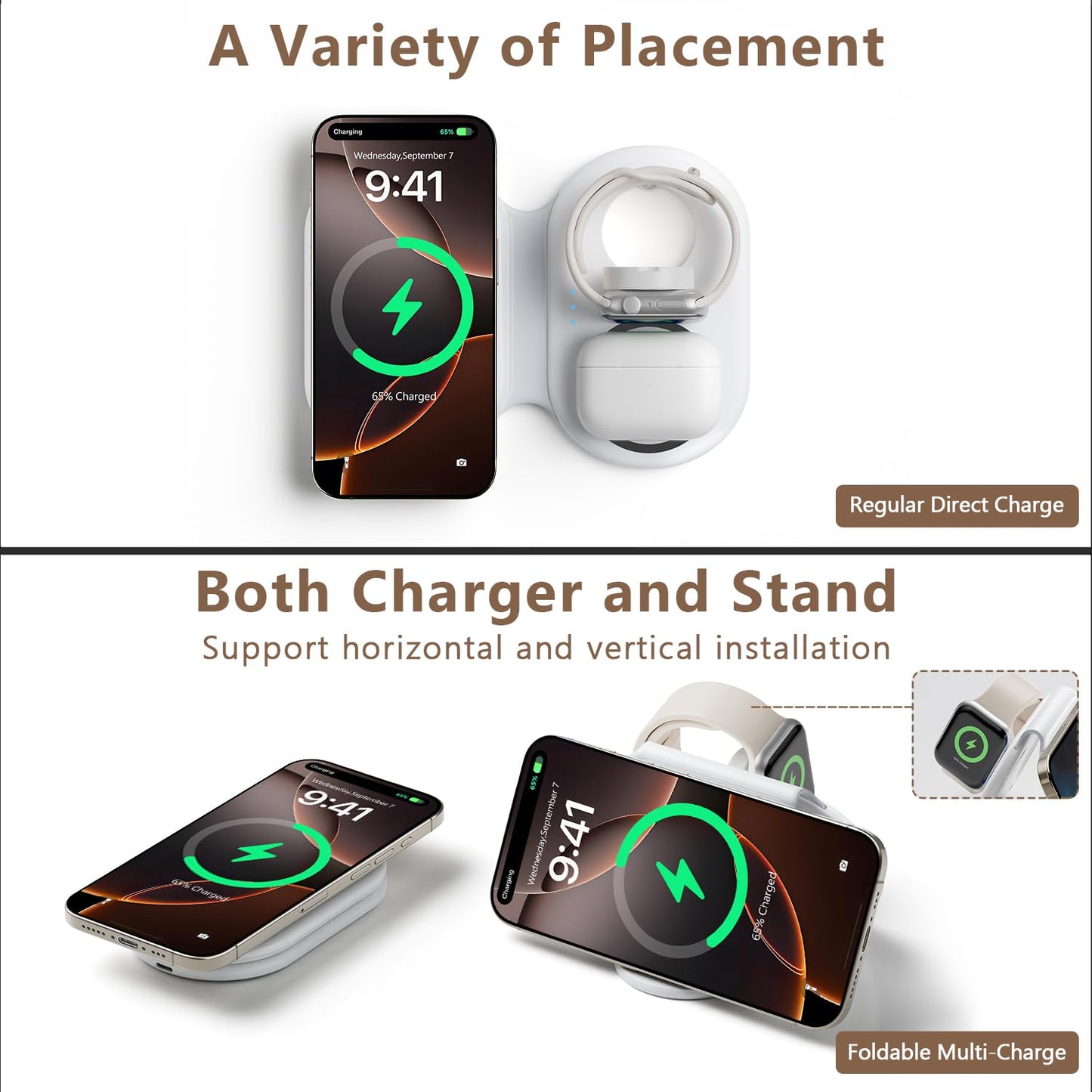 3-in-1 Magnetic Wireless Charger for iPhone & Watch