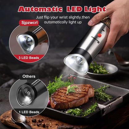 Electric Gravity Salt and Pepper Grinder Set