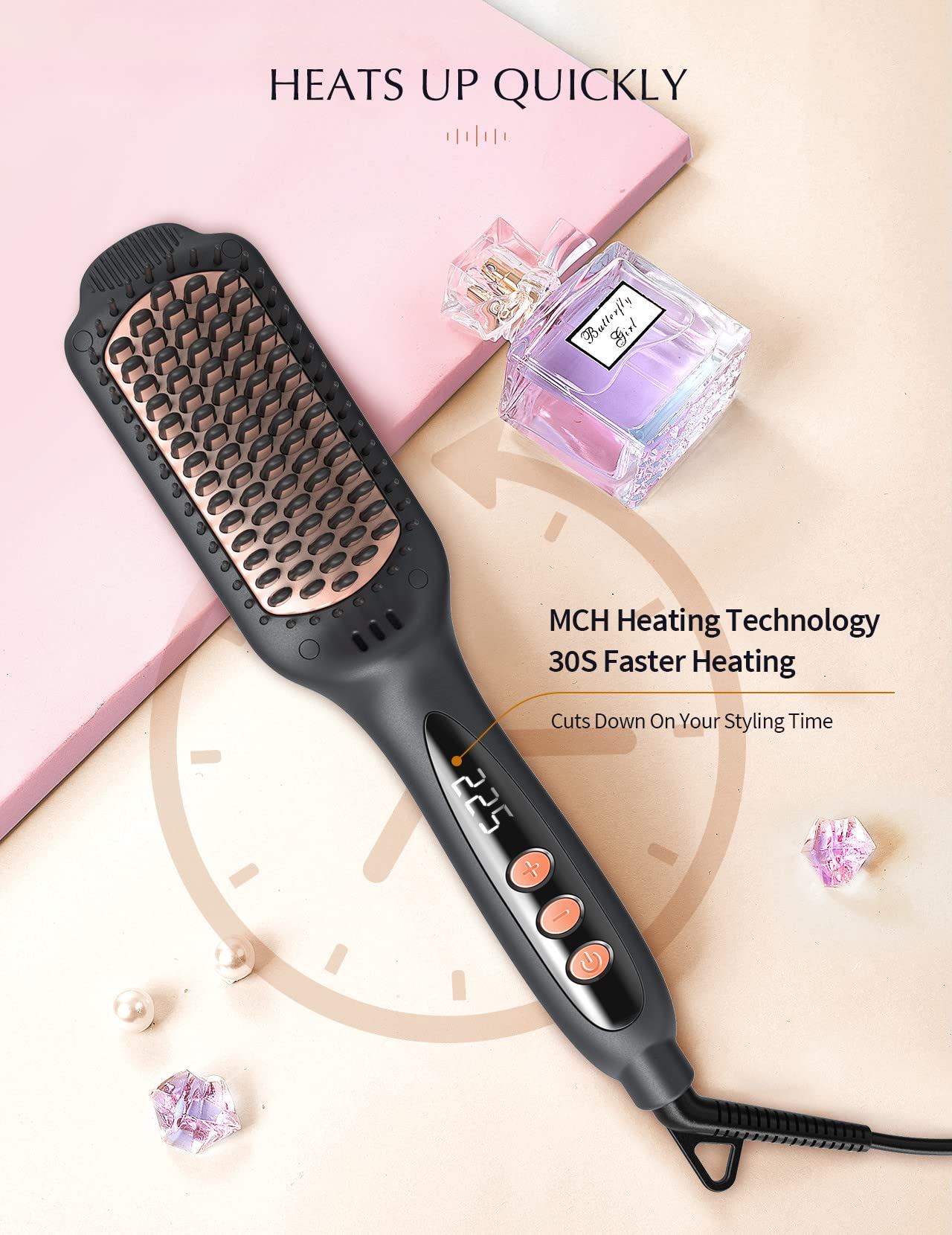LANDOT Hair Straightening Brush with Dual Voltage