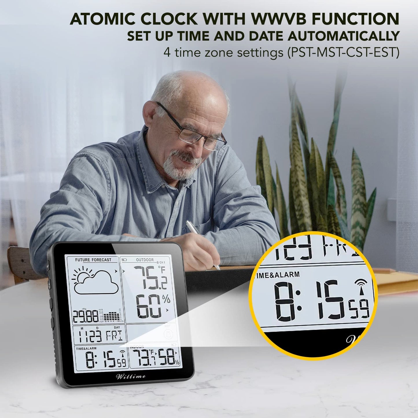 Wittime Wireless Weather Station with Atomic Clock