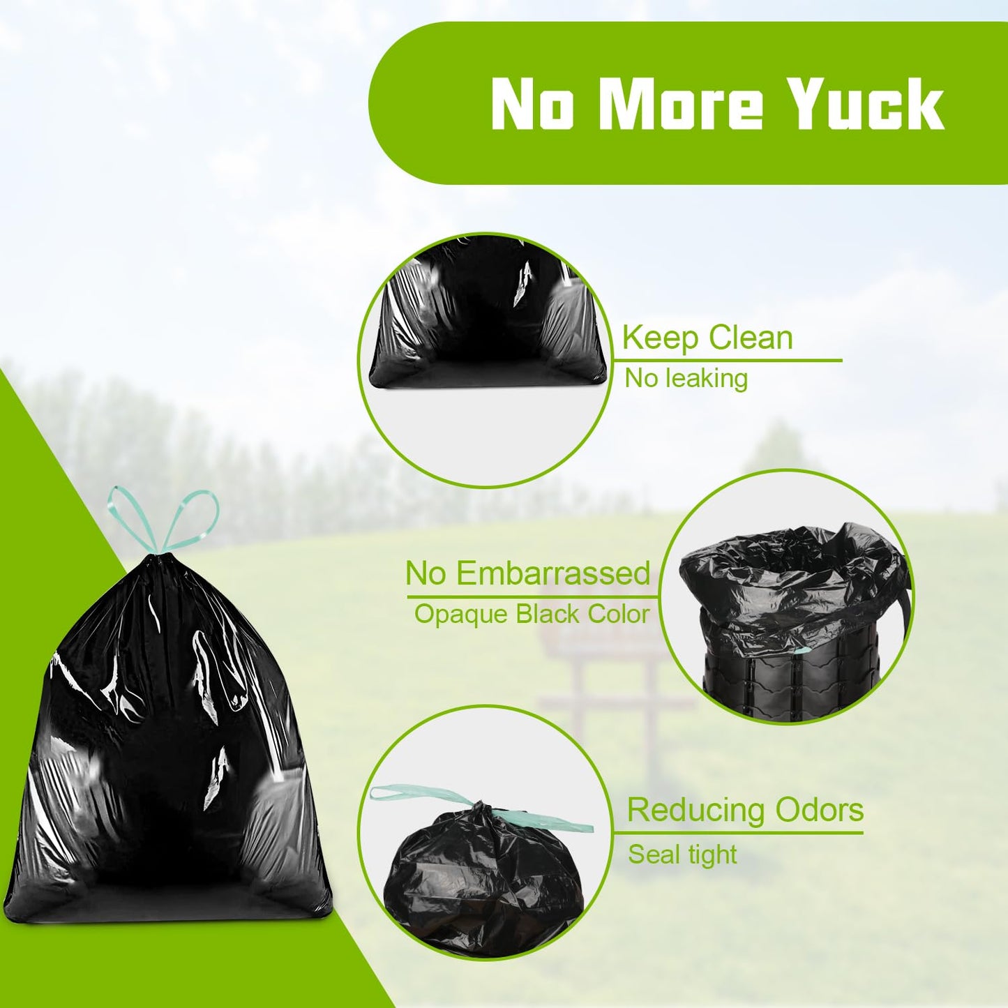 Sckee 50 Pack Heavy-Duty Waste Liners with Drawstring